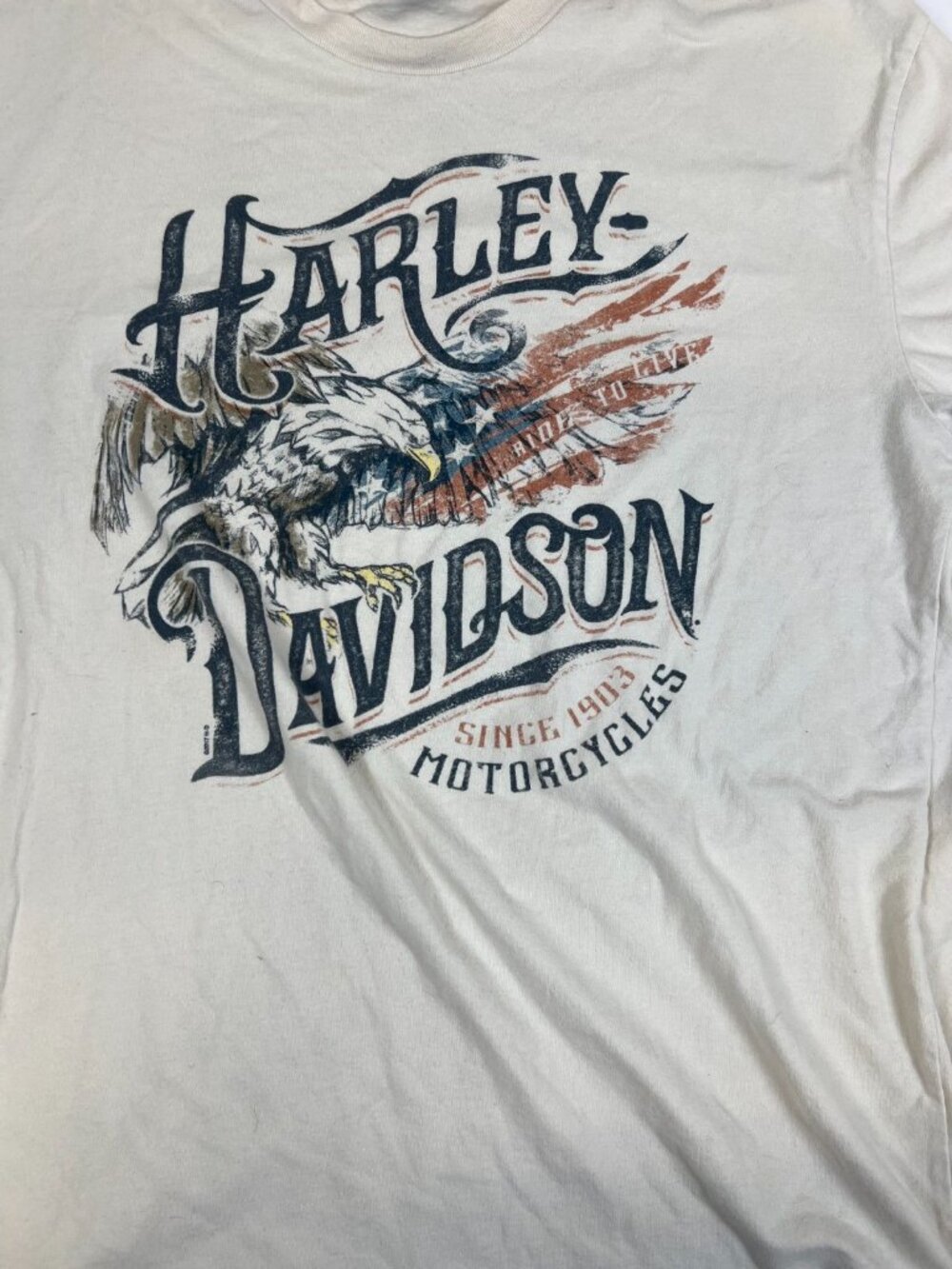 Vintage Harley-Davidson T-Shirt Men Medium Barnett Eagle Graphic White - Picture 4 of 7